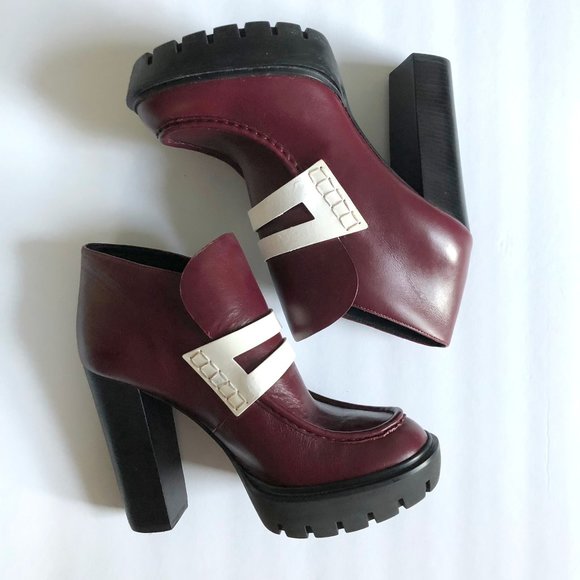 Kenzo bordeaux white platform leather loafer heels - Picture 4 of 10